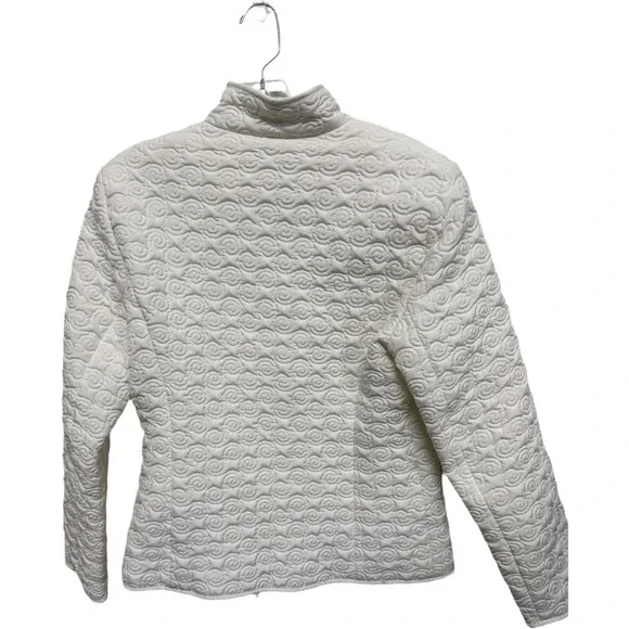 Gallery White Quilted Puffer Style Lightweight Jacket Rose Print Size medium - Picture 4 of 6